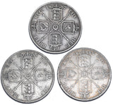 1887 - 1889 Florins Lot (3 Coins) - Victoria British Silver Coins - Date Run