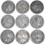 1893 - 1901 Florins Lot (9 Coins) - Victoria British Silver Coins - Date Run