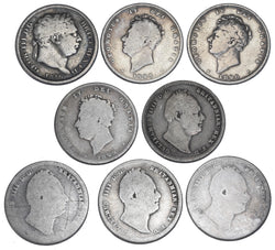 1816 - 1837 Shillings Lot (8 Coins) - British Silver Coins