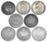 1816 - 1837 Shillings Lot (8 Coins) - British Silver Coins