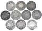 1839 - 1869 Shillings Lot (10 Coins) - Victoria British Silver Coins