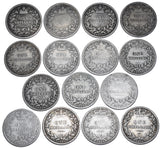 1871 - 1886 Shillings Lot (15 Coins) - Victoria British Silver Coins