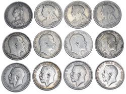 1887 - 1918 Shillings Lot (12 Coins) - British Silver Coins