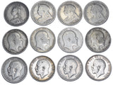 1887 - 1918 Shillings Lot (12 Coins) - British Silver Coins