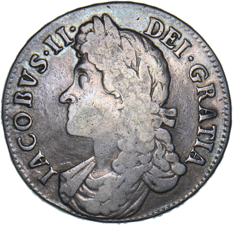 1687 Crown - James II British Silver Coin - Nice