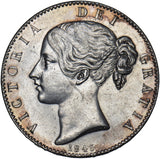 1845 Crown - Victoria British Silver Coin - Very Nice