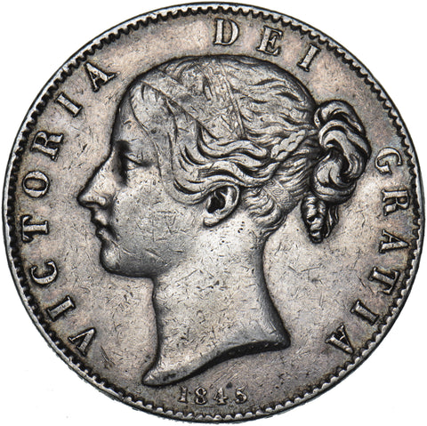 1845 Crown - Victoria British Silver Coin - Nice