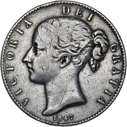 1847 Crown - Victoria British Silver Coin - Nice
