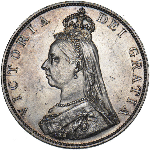 1887 Double Florin (Roman 1) - Victoria British Silver Coin - Very Nice
