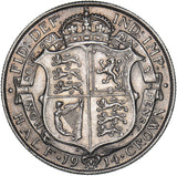 1914 Halfcrown - George V British Silver Coin - Very Nice