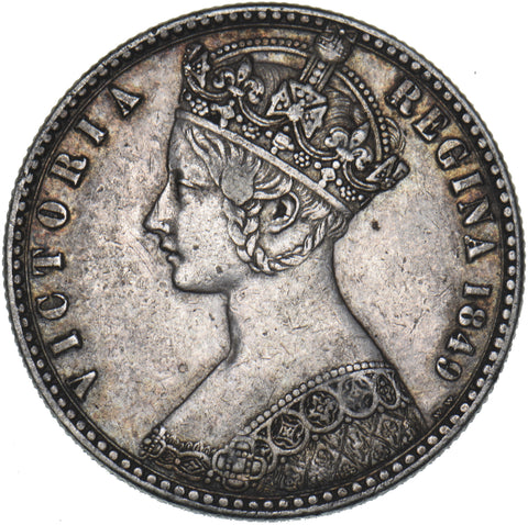 1849 Godless Florin - Victoria British Silver Coin - Very Nice