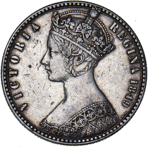 1849 Godless Florin - Victoria British Silver Coin - Nice