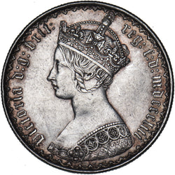 1853 Gothic Florin - Victoria British Silver Coin - Very Nice