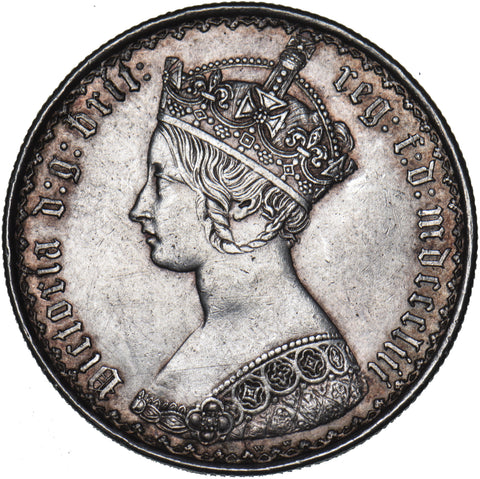 1853 Gothic Florin - Victoria British Silver Coin - Very Nice