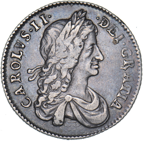 1663 Shilling - Charles II British Silver Coin - Nice