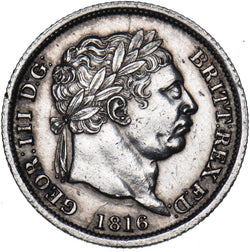 1816 Shilling - George III British Silver Coin - Very Nice