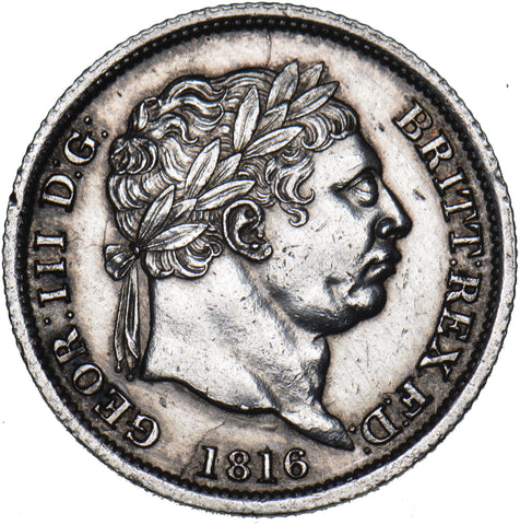 1816 Shilling - George III British Silver Coin - Very Nice