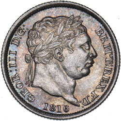 1816 Shilling - George III British Silver Coin - Superb