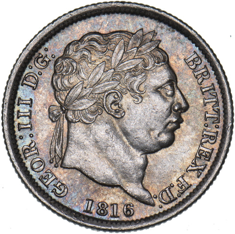 1816 Shilling - George III British Silver Coin - Superb
