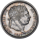 1817 Shilling (RRITT Flaw) - George III British Silver Coin - Very Nice