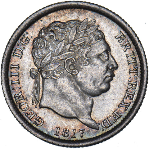1817 Shilling (RRITT Flaw) - George III British Silver Coin - Very Nice