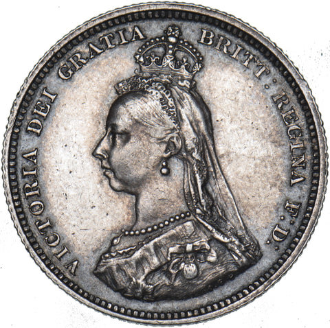 1887 Shilling - Victoria British Silver Coin - Very Nice