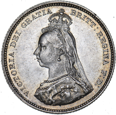 1887 Shilling - Victoria British Silver Coin - Superb