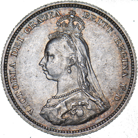 1887 Shilling - Victoria British Silver Coin - Very Nice