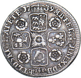 1739 Sixpence - George II British Silver Coin - Nice