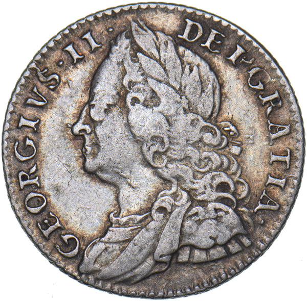 1757 Sixpence - George II British Silver Coin - Nice