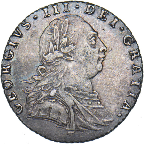 1787 Sixpence - George III British Silver Coin - Nice