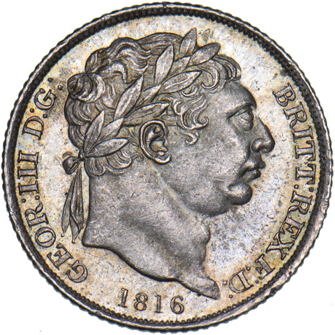 1816 Sixpence - George III British Silver Coin - Superb