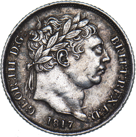 1817 Sixpence - George III British Silver Coin - Very Nice
