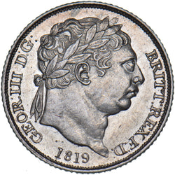 1819 Sixpence - George III British Silver Coin - Very Nice