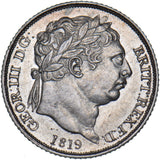 1819 Sixpence - George III British Silver Coin - Very Nice