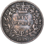1855 Sixpence - Victoria British Silver Coin