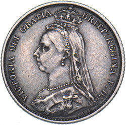 1887 Sixpence - Victoria British Silver Coin - Nice