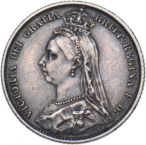 1887 Sixpence - Victoria British Silver Coin - Nice