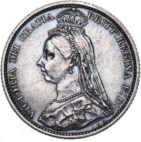 1887 Sixpence - Victoria British Silver Coin - Nice