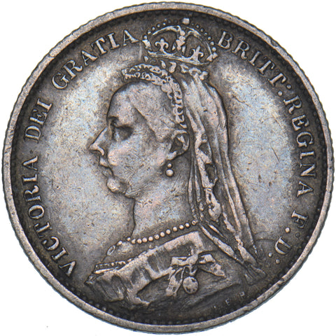 1887 Sixpence - Victoria British Silver Coin - Nice
