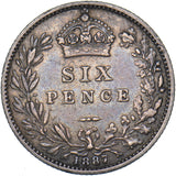 1887 Sixpence - Victoria British Silver Coin - Nice
