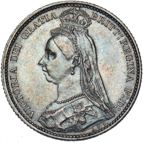 1887 Sixpence - Victoria British Silver Coin - Very Nice