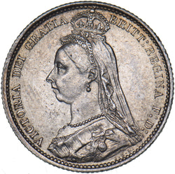 1887 Sixpence (R Over V) - Victoria British Silver Coin - Very Nice