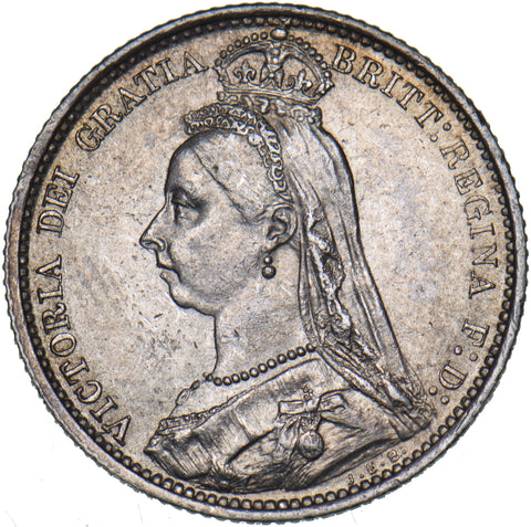 1887 Sixpence (R Over V) - Victoria British Silver Coin - Very Nice