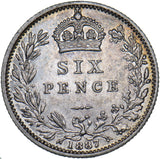 1887 Sixpence - Victoria British Silver Coin - Nice