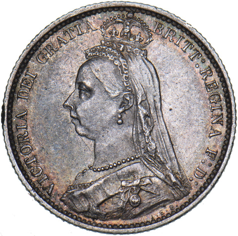1887 Sixpence - Victoria British Silver Coin - Very Nice