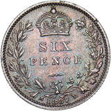 1887 Sixpence - Victoria British Silver Coin - Very Nice