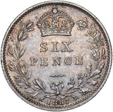1887 Sixpence - Victoria British Silver Coin - Very Nice
