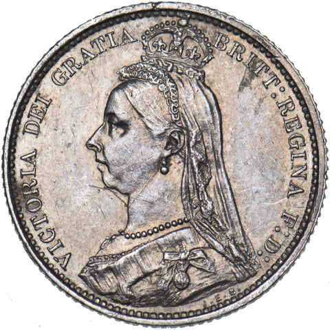 1887 Sixpence - Victoria British Silver Coin - Very Nice