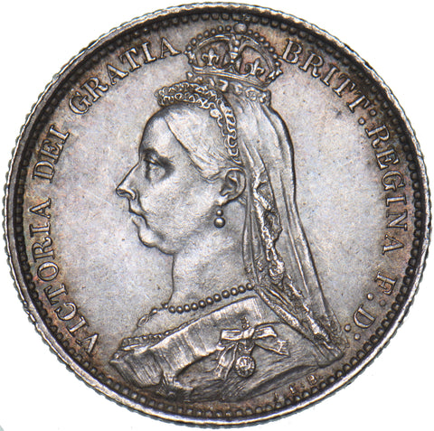 1887 Sixpence - Victoria British Silver Coin - Very Nice